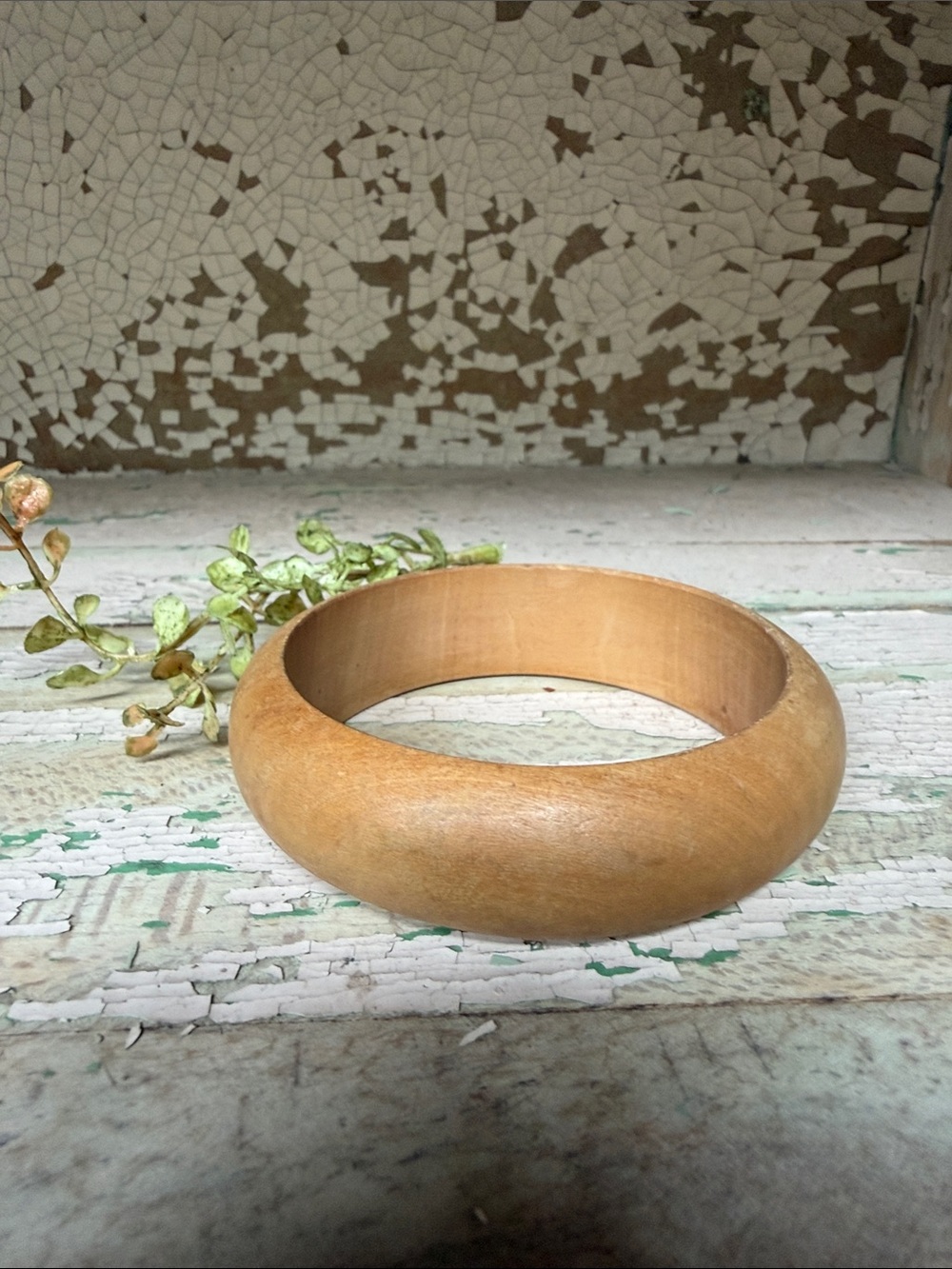 🌿Natural Wood Decorative Bangle Bracelet- Light Brown